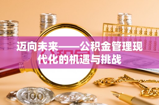 红旗迈向未来——公积金管理现代化的机遇与挑战